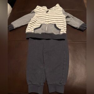 Carter's Boy 9 Months Gray Striped Baby Outfit with zip up hoodie